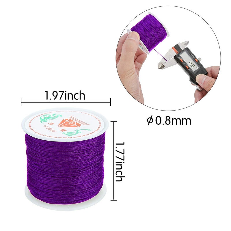 Mayitr 0.8mm Nylon Cord, Nylon Beading String Knotting Cord, Thread Chinese Knot Macrame Rat-Tail Bracelet Braided String (Purple) - Image 2